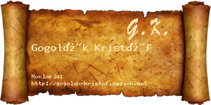 Gogolák Kristóf névjegykártya